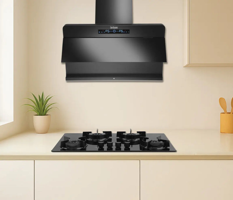 Hindware Florence Autoclean BLDC Chimney | 90/75/60 cm | Motion Sensor & Touch Control, Filterless, 1550 m³/h Suction, MaxX Silence Technology, Black-1