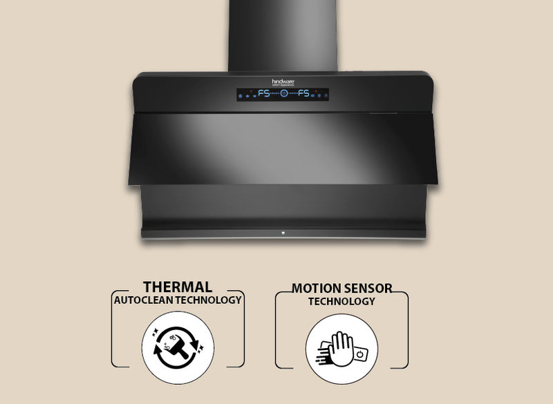 Hindware Florence Autoclean BLDC Chimney | 90/75/60 cm | Motion Sensor & Touch Control, Filterless, 1550 m³/h Suction, MaxX Silence Technology, Black-6