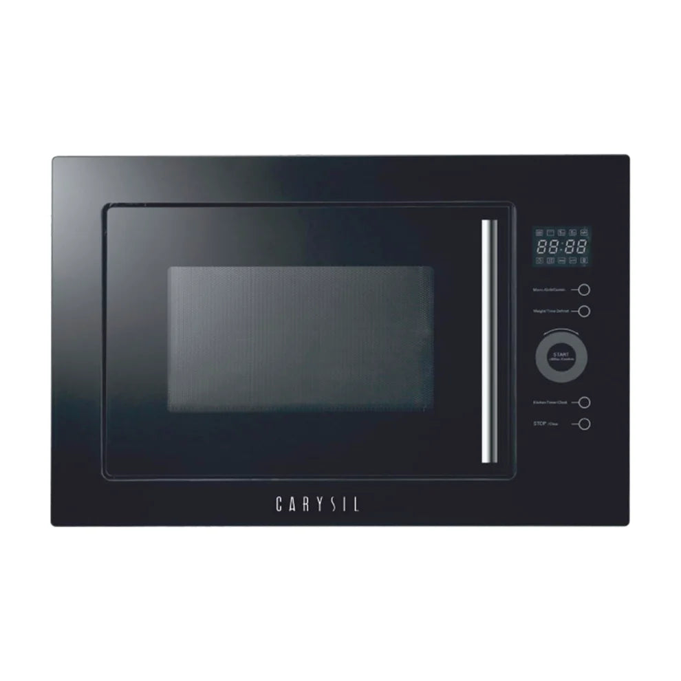 Carysil Built-In Microwave MWO-01 – 25L Capacity, Microwave + Grill + Convection, Touch Control LED Display, 10 Auto Cook Menu, Multi-Stage Cooking, Stainless Steel Black Finish
