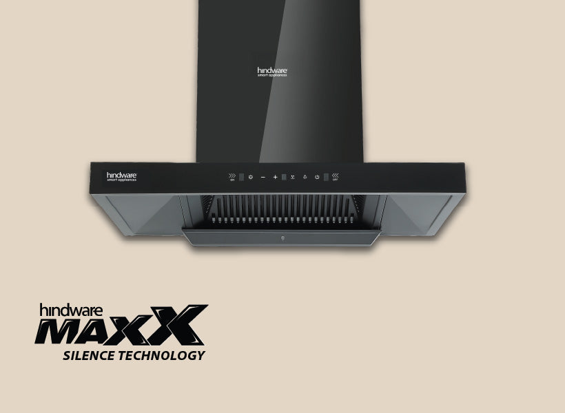 Hindware Alicia HMS BLK Chimney | 90/75/60 cm | Motion Sensor & Touch Control, Auto Clean, 1350 m³/h Suction, MaxX Silence Technology, SS Filter, Black-5
