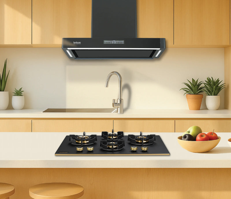 Hindware Natalia Autoclean 90 Island Chimney | BLDC Motor | 1800 m³/h | Filterless | Black-1