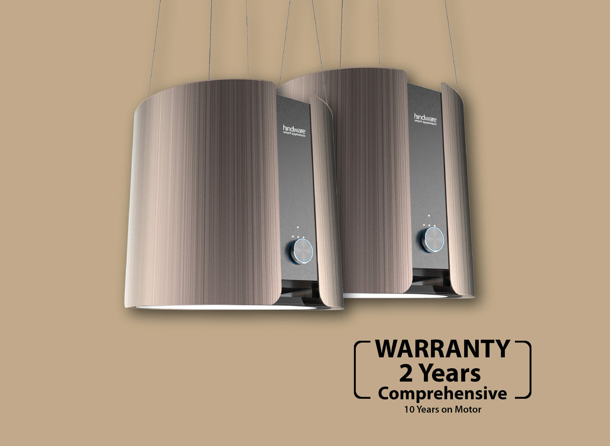 Hindware Ornate Duo 90 Island Chimney | Dual Chimney Design | 2000 m³/h | Charcoal Filter | Gold Finish-4
