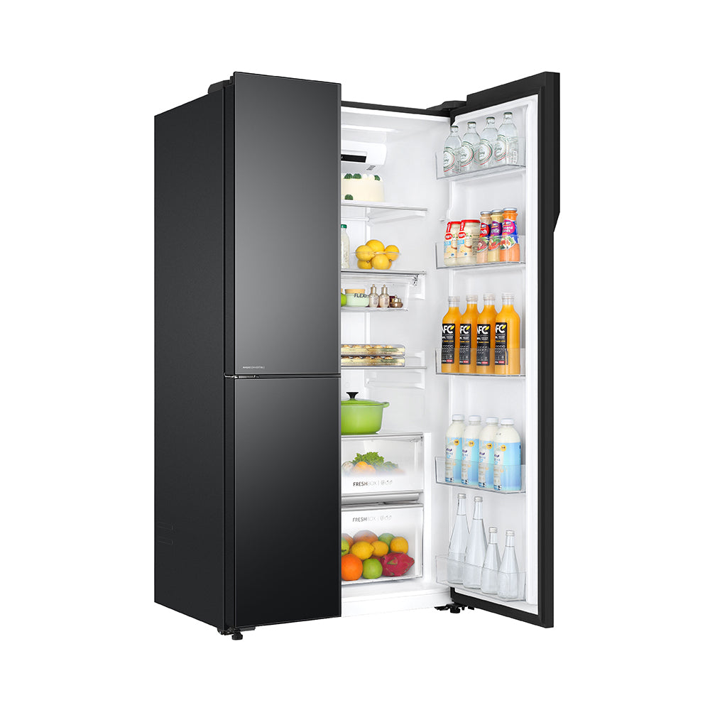 Haier 598L 3 Star Black Glass 3 Door Smart Convertible Side-by-Side Refrigerator | HRT-683KGU1-6