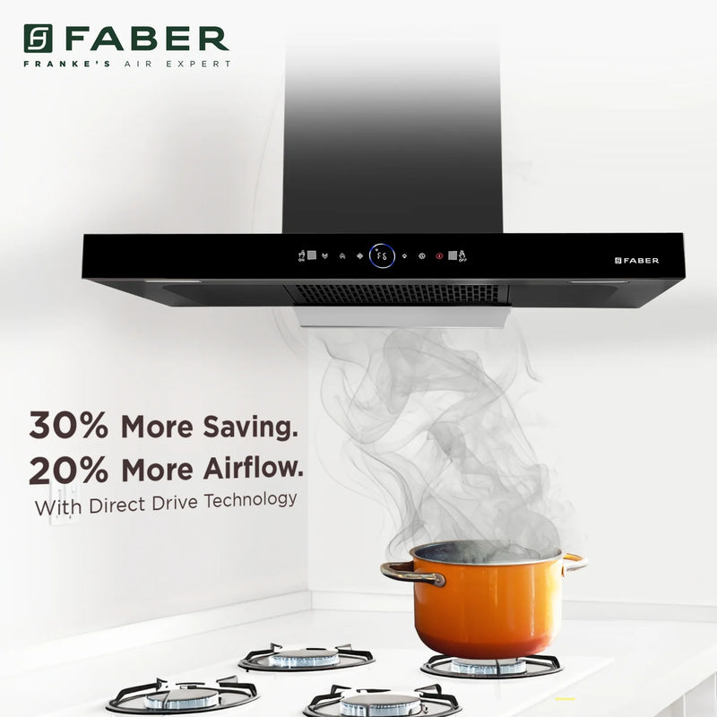Faber Dazzle BLDC FL HC BK Wall-Mounted Chimney – 1500 m³/hr Suction, Heat Auto-Clean & Gesture Control-14