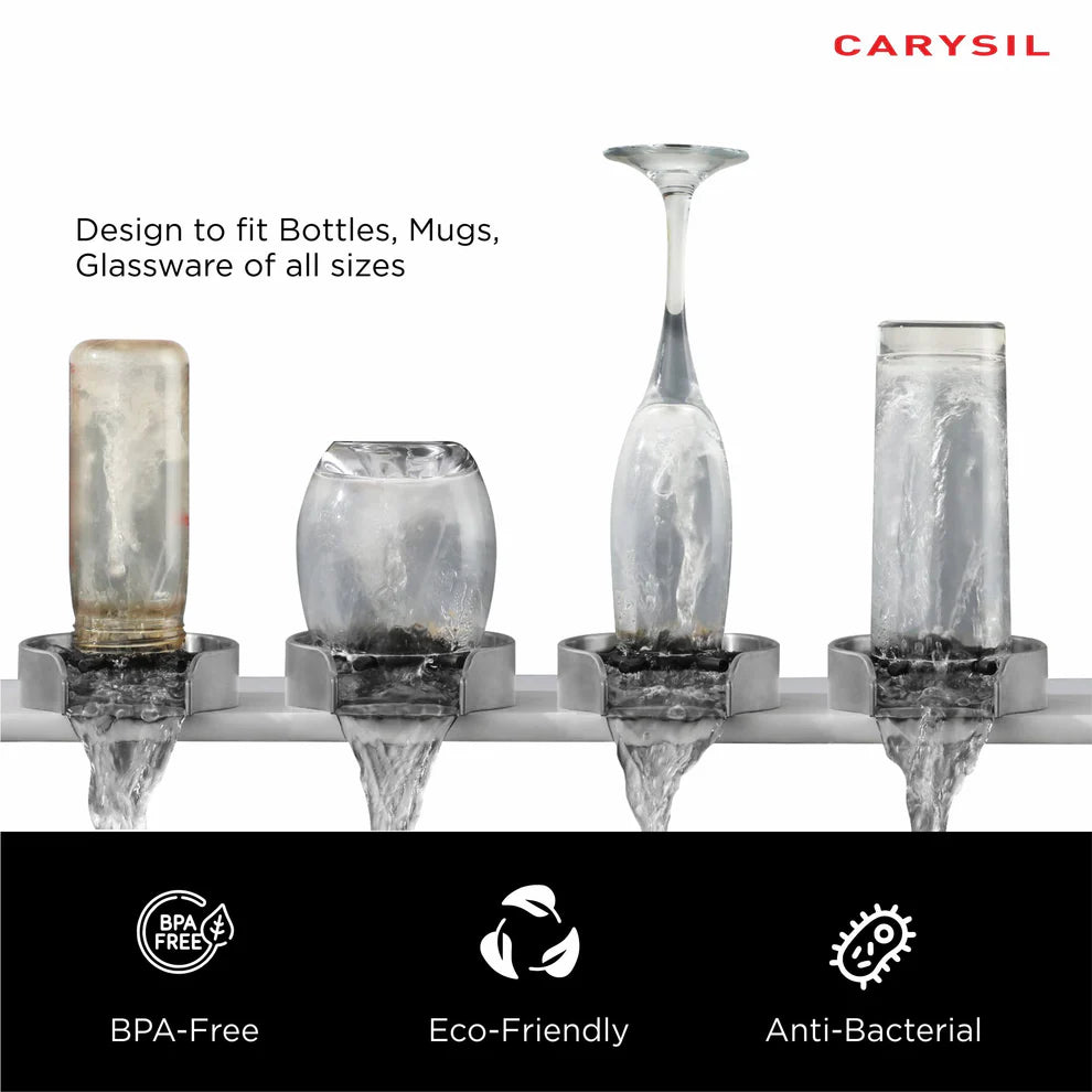 Carysil Glass Rinser – Automatic Cup & Bottle Washer for Kitchen Sink | 304 Stainless Steel | 5 Spray Holes | High Pressure Cleaning | Matt Black-8