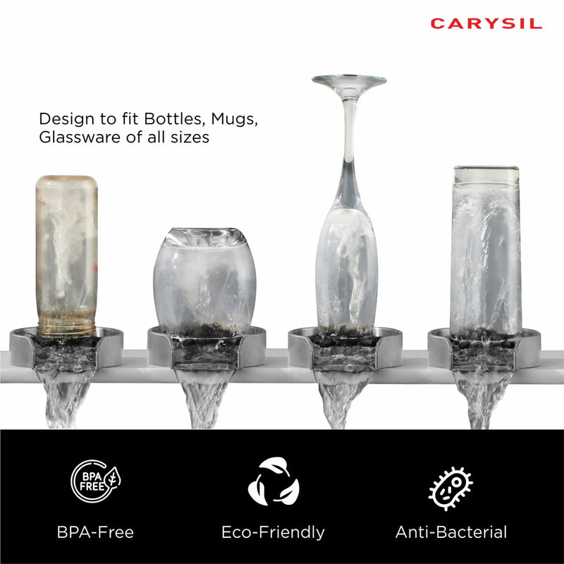 Carysil Glass Rinser – Automatic Cup & Bottle Washer for Kitchen Sink | 304 Stainless Steel | 5 Spray Holes | High Pressure Cleaning | Matt Black-8