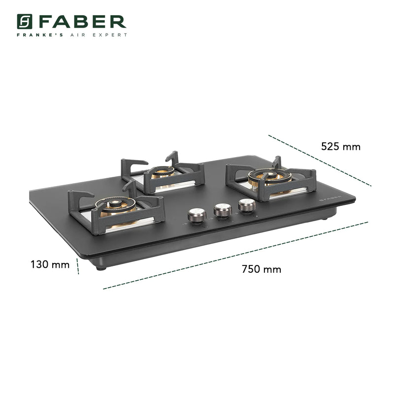Faber Hob Bella HT 753 BR AI FFDD 75 cm Built-In Gas Hob – 3 Brass Burners, Dual Flame Failure Safety & Auto Electric Ignition-11