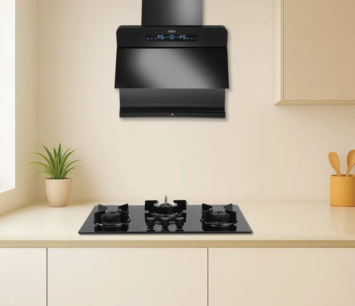 Hindware Florence Autoclean BLDC Chimney | 90/75/60 cm | Motion Sensor & Touch Control, Filterless, 1550 m³/h Suction, MaxX Silence Technology, Black-3