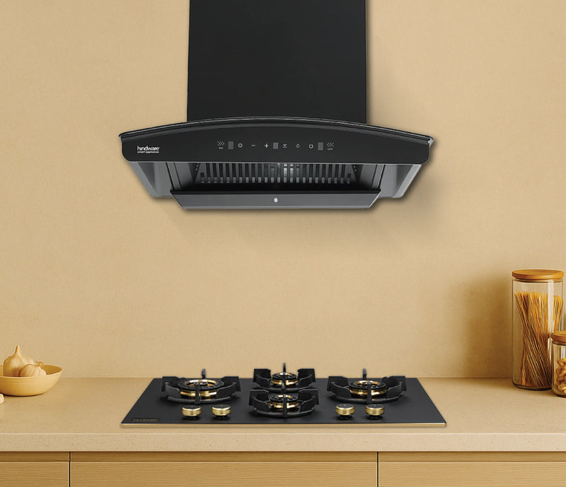Hindware Zinnia BLK Autoclean Chimney | 90/75/60 cm | Motion Sensor & Touch Control, Filterless, Auto Clean, 1350 m³/h Suction, MaxX Silence Technology, Black-3