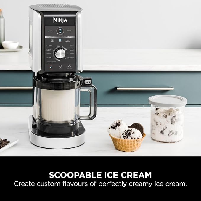 Ninja CREAMi Deluxe 10-in-1 Ice Cream & Frozen Drink Maker, 710ml, Silver – NC502EU-6