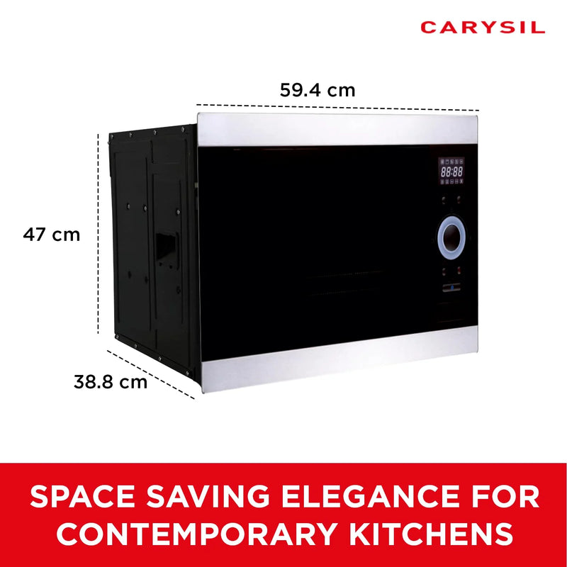 Carysil Built-In Microwave MWO-02 – 25L Capacity, Soft Button Control, Microwave + Grill + Convection, 10 Auto Cook Menu, Multi-Stage Cooking, Stainless Steel Black Finish-8