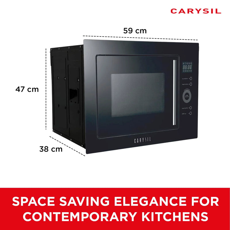 Carysil Built-In Microwave MWO-01 – 25L Capacity, Microwave + Grill + Convection, Touch Control LED Display, 10 Auto Cook Menu, Multi-Stage Cooking, Stainless Steel Black Finish-8