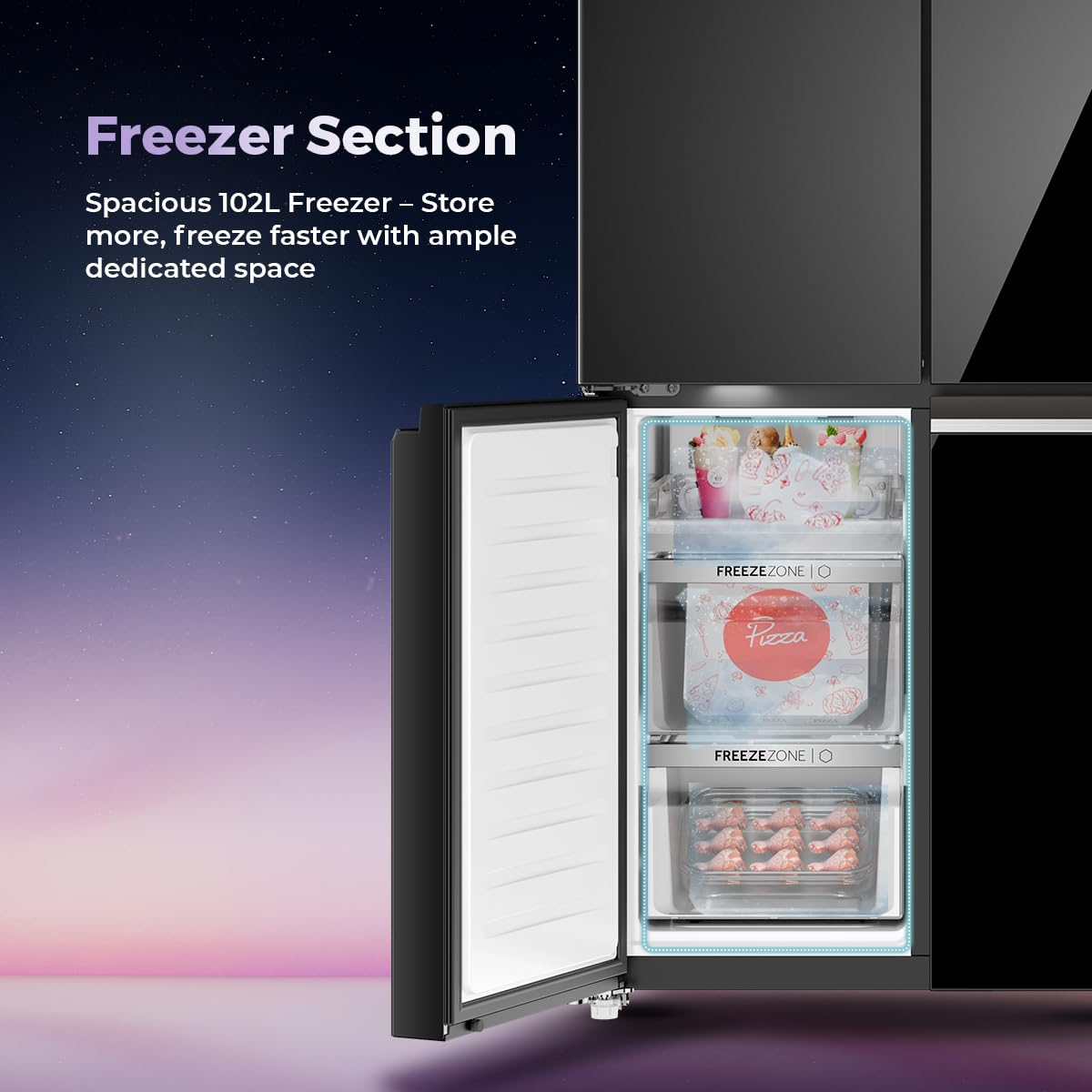 Haier Lumiere 630L 3 Star French Door Refrigerator with Smart Sense AI – Black Glass | HRB-700KGU1-7