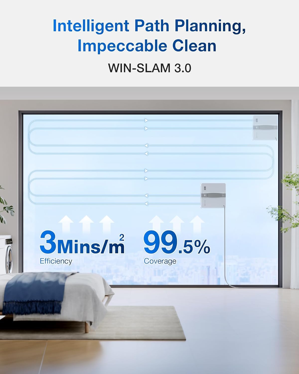 ECOVACS WINBOT MINI Robotic Window Cleaner (7500Pa Suction, Ultra-Compact Design, Ultrasonic Spray, 9-Stage Safety, App Control, Edge Cleaning Technology)-5
