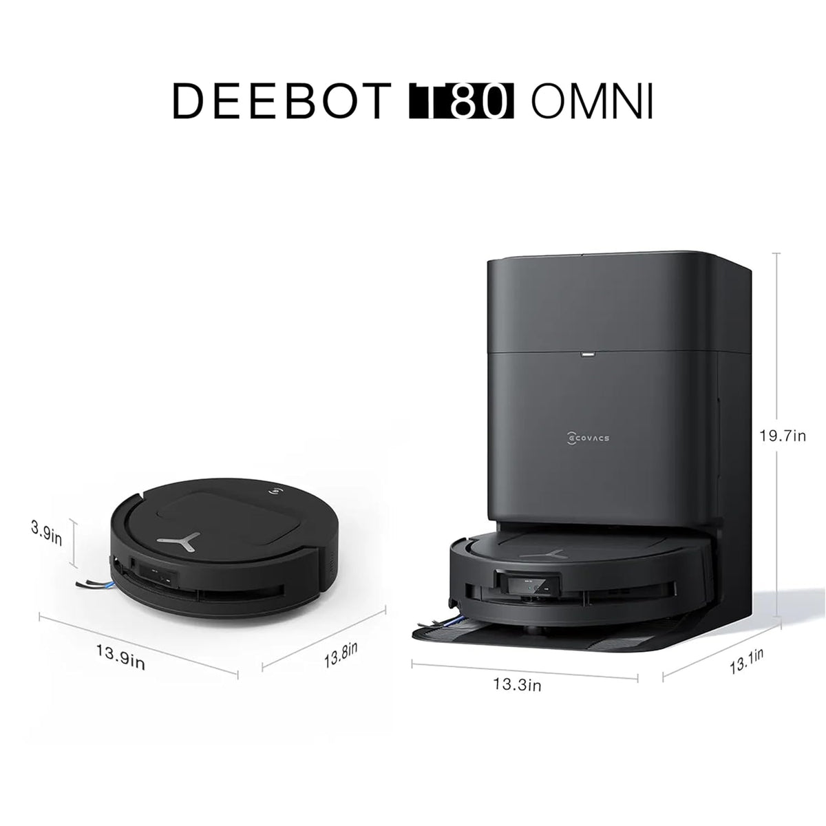 ECOVACS DEEBOT T80 Omni 2-in-1 Robot Vacuum Cleaner & Mop (18000Pa Suction, OZMO Roller Mop, ZeroTangle 3.0, AIVI 3D Navigation, Smart Carpet Care, Auto-Clean OMNI Station)