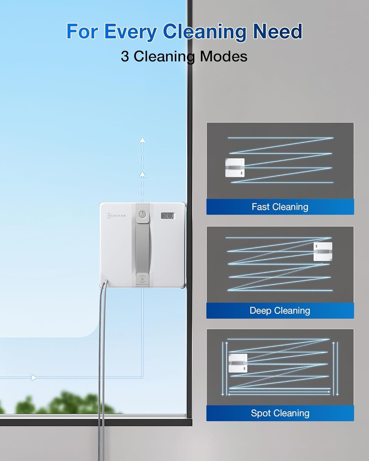 ECOVACS WINBOT MINI Robotic Window Cleaner (7500Pa Suction, Ultra-Compact Design, Ultrasonic Spray, 9-Stage Safety, App Control, Edge Cleaning Technology)-6