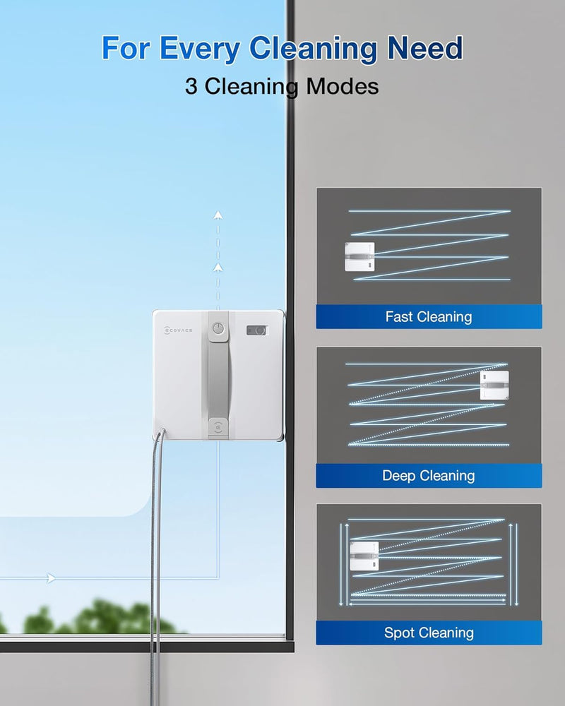ECOVACS WINBOT MINI Robotic Window Cleaner (7500Pa Suction, Ultra-Compact Design, Ultrasonic Spray, 9-Stage Safety, App Control, Edge Cleaning Technology)-6