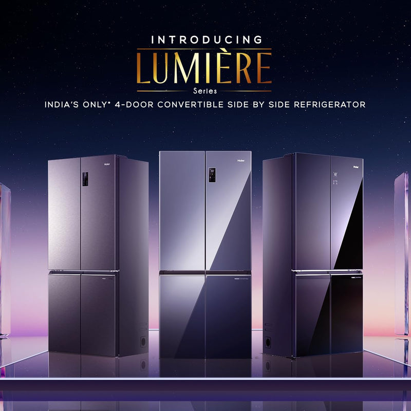 Haier Lumiere 630L 3 Star French Door Refrigerator with Smart Sense AI – Black Glass | HRB-700KGU1-5
