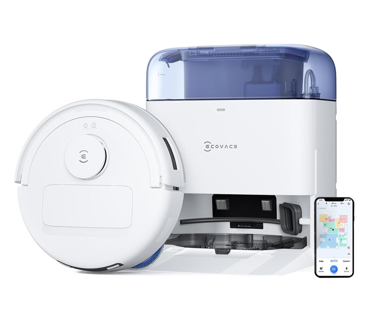 ECOVACS DEEBOT MINI 2-in-1 Robot Vacuum Cleaner & Mop with OMNI Station | 9000Pa Suction, ZeroTangle 2.0, TrueMapping 2.0, 45°C Hot Air Drying | Ultra-Compact Smart Cleaning Robot