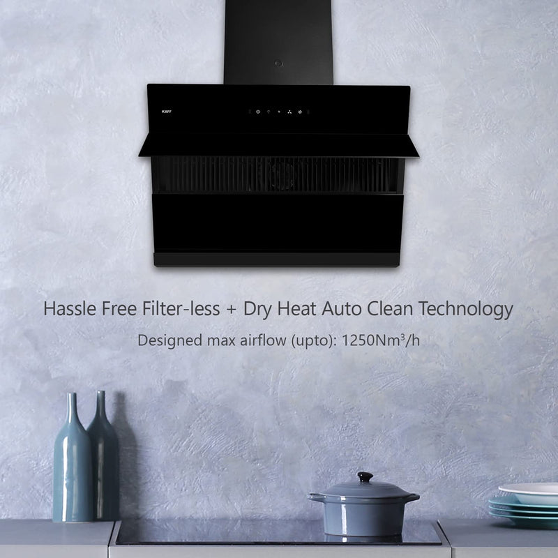 KAFF Nobelo LX DHC 60/75 cm Filterless Auto Clean Chimney with Gesture Control (Black Glass)-4