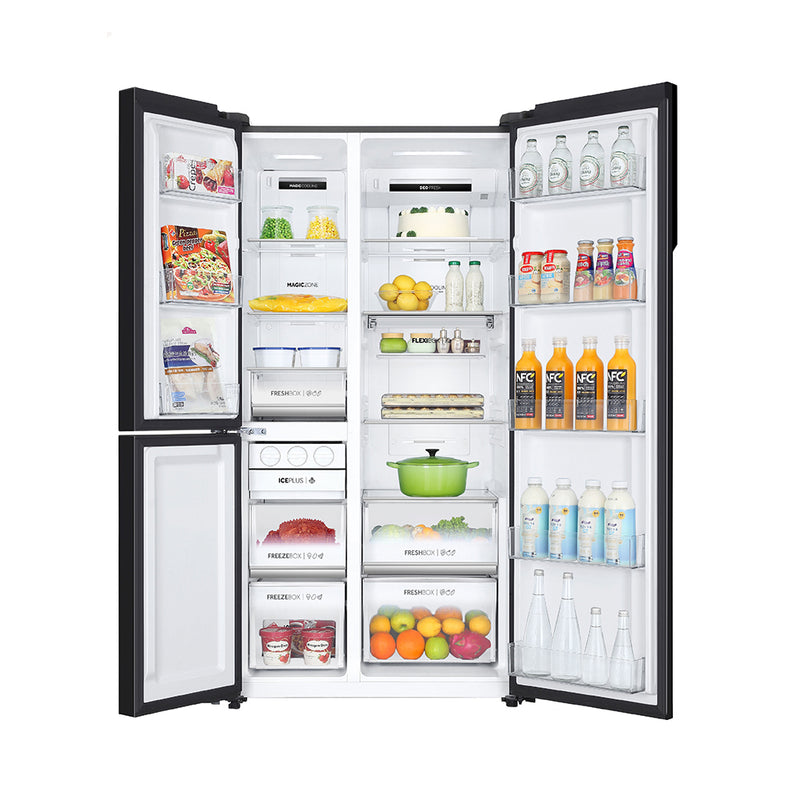 Haier 598L 3 Star Black Glass 3 Door Smart Convertible Side-by-Side Refrigerator | HRT-683KGU1-2