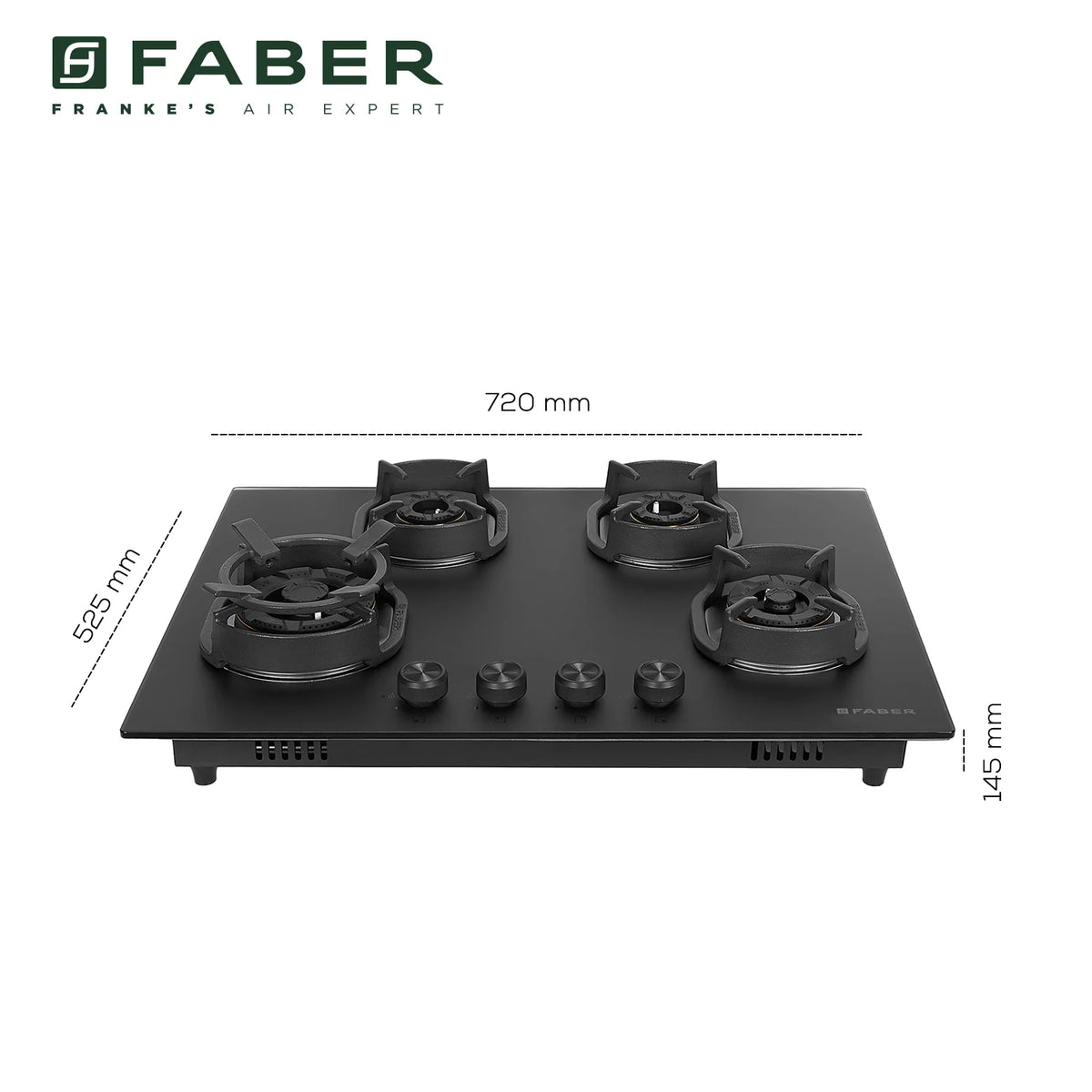 Faber Hob Della HD724 CI AI 72 cm Built-In Gas Hob – 4 Brass Burners, Auto-Electric Ignition & Cast-Iron Pan Supports-13
