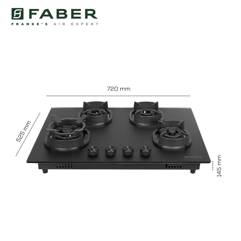 Faber Hob Della HD724 CI AI 72 cm Built-In Gas Hob – 4 Brass Burners, Auto-Electric Ignition & Cast-Iron Pan Supports-13