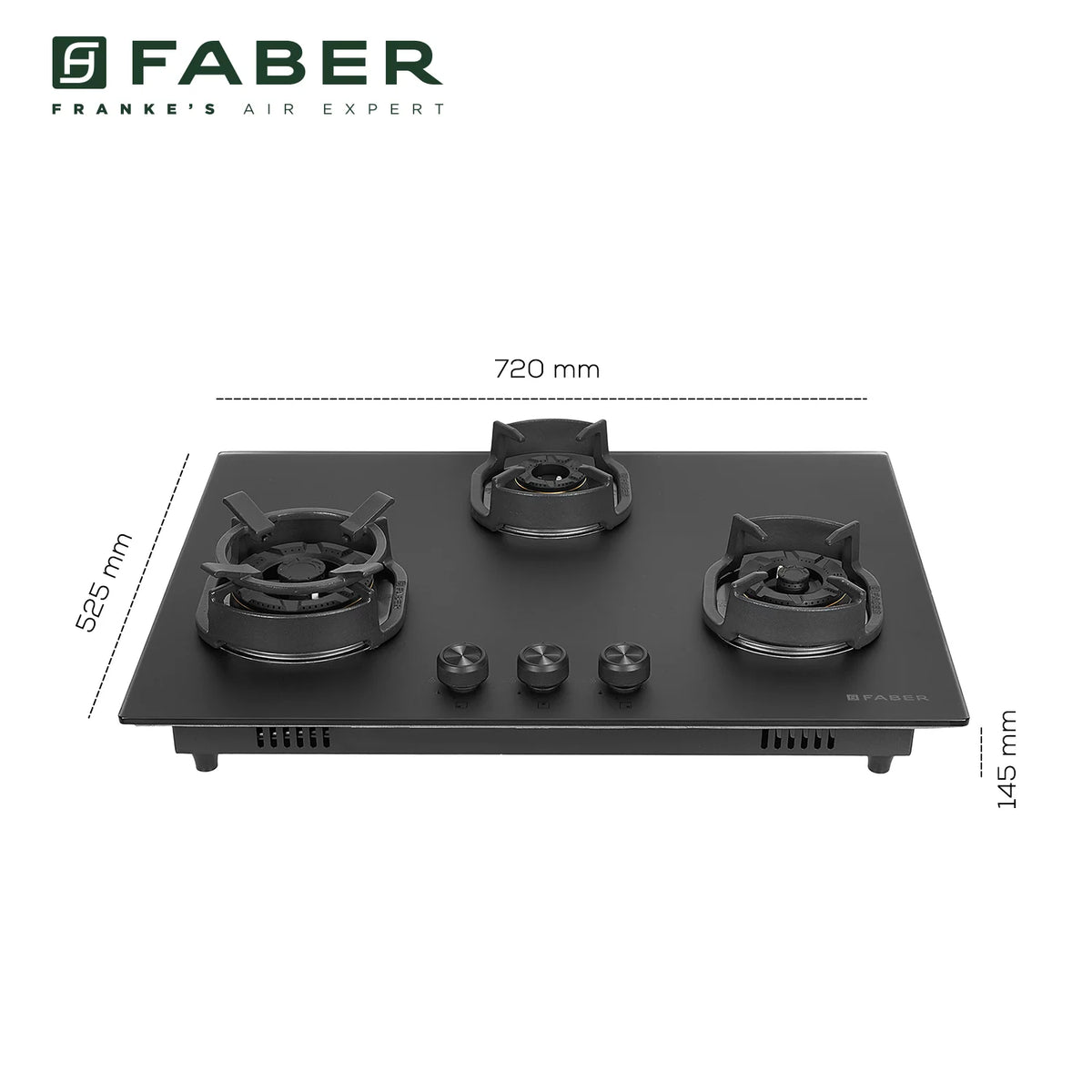 Faber Hob Della HD723 CI AI 72 cm Built‐In Gas Hob – 3 Brass Burners, Auto-Electric Ignition & Cast-Iron Pan Supports-14