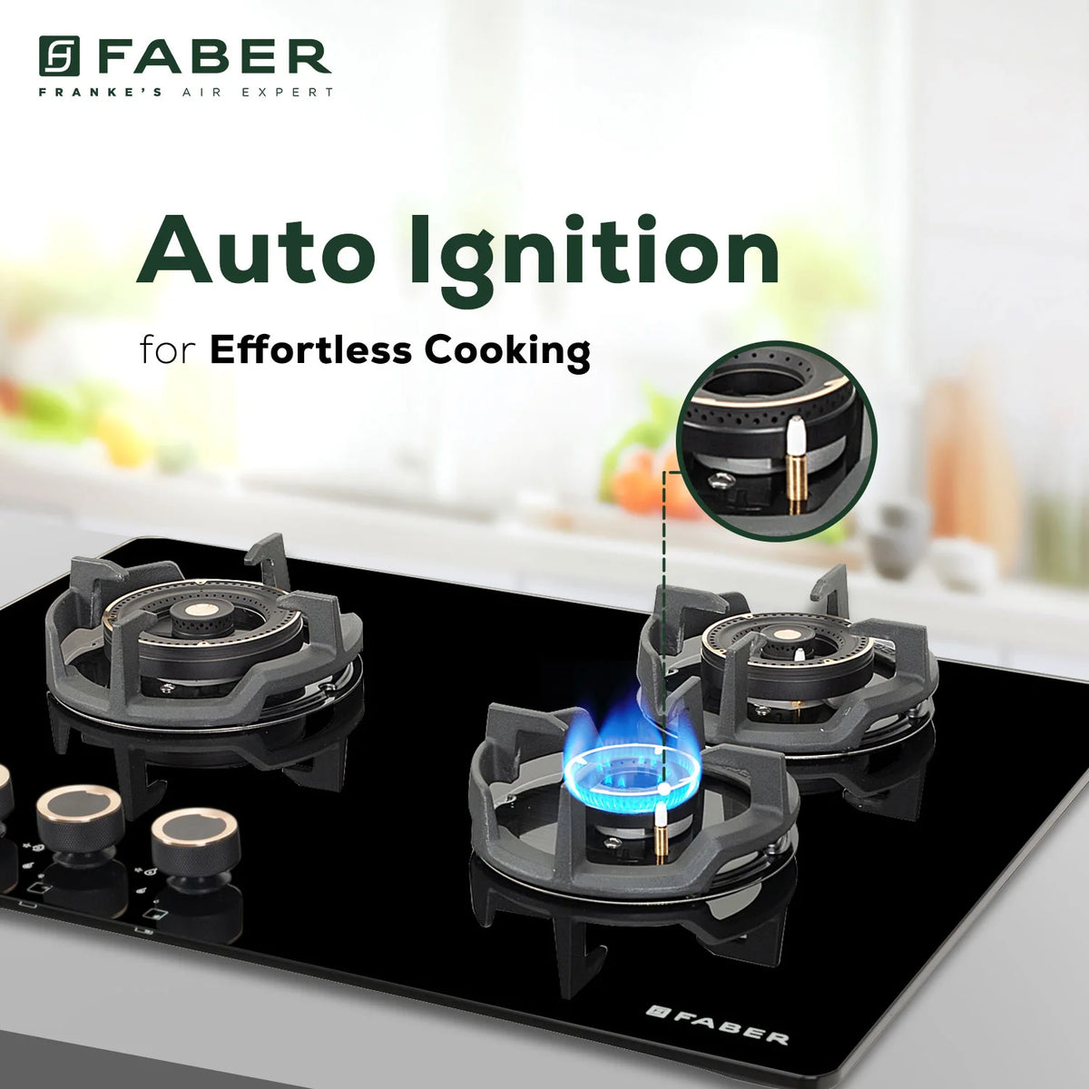 Faber Hob Experia HT703 ALU AI 70 cm Built-In Gas Hob – 3 Brass Burners, Auto Electric Ignition & Premium Glass Surface-14