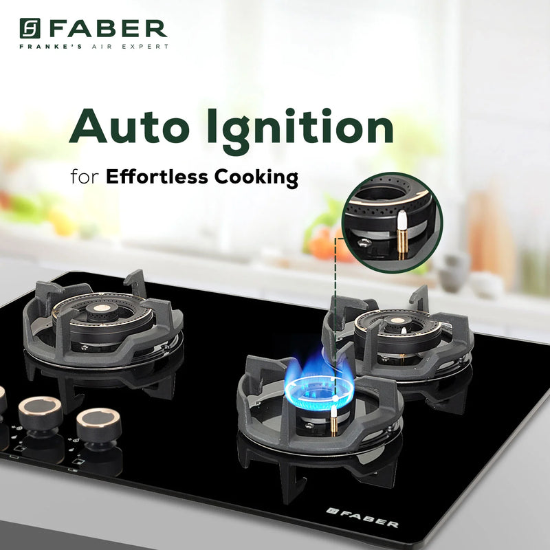Faber Hob Experia HT703 ALU AI 70 cm Built-In Gas Hob – 3 Brass Burners, Auto Electric Ignition & Premium Glass Surface-14