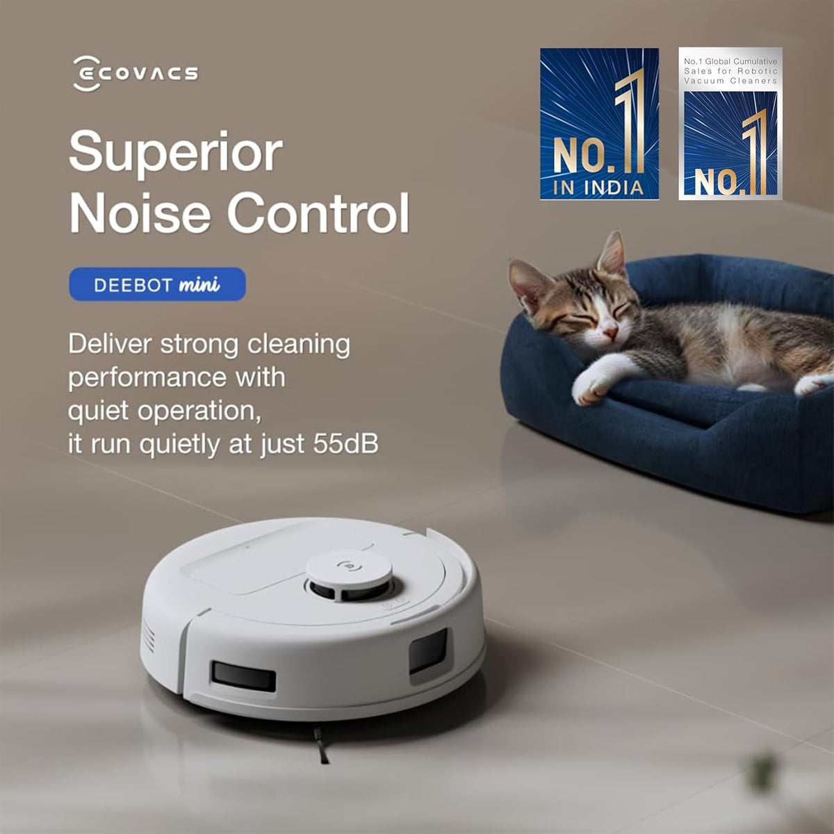 ECOVACS DEEBOT MINI 2-in-1 Robot Vacuum Cleaner & Mop with OMNI Station | 9000Pa Suction, ZeroTangle 2.0, TrueMapping 2.0, 45°C Hot Air Drying | Ultra-Compact Smart Cleaning Robot-4