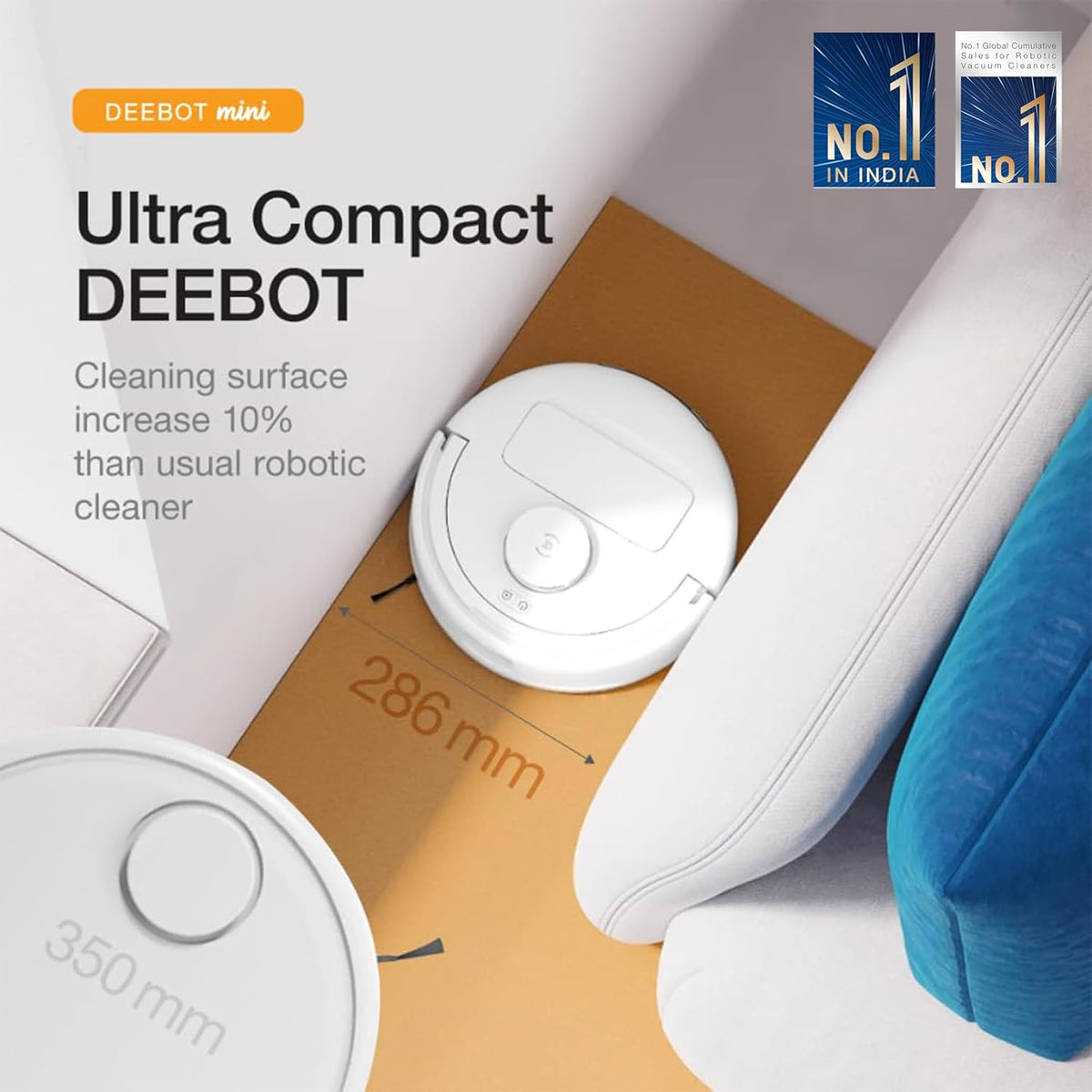 ECOVACS DEEBOT MINI 2-in-1 Robot Vacuum Cleaner & Mop with OMNI Station | 9000Pa Suction, ZeroTangle 2.0, TrueMapping 2.0, 45°C Hot Air Drying | Ultra-Compact Smart Cleaning Robot-8