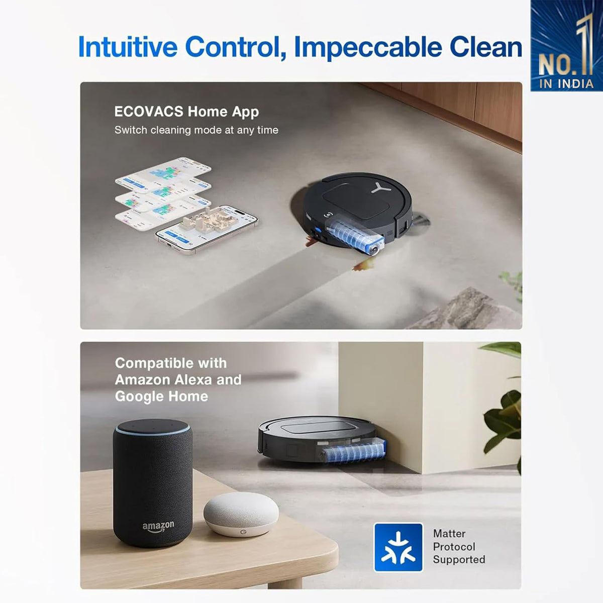 ECOVACS DEEBOT T80 Omni 2-in-1 Robot Vacuum Cleaner & Mop (18000Pa Suction, OZMO Roller Mop, ZeroTangle 3.0, AIVI 3D Navigation, Smart Carpet Care, Auto-Clean OMNI Station)-6