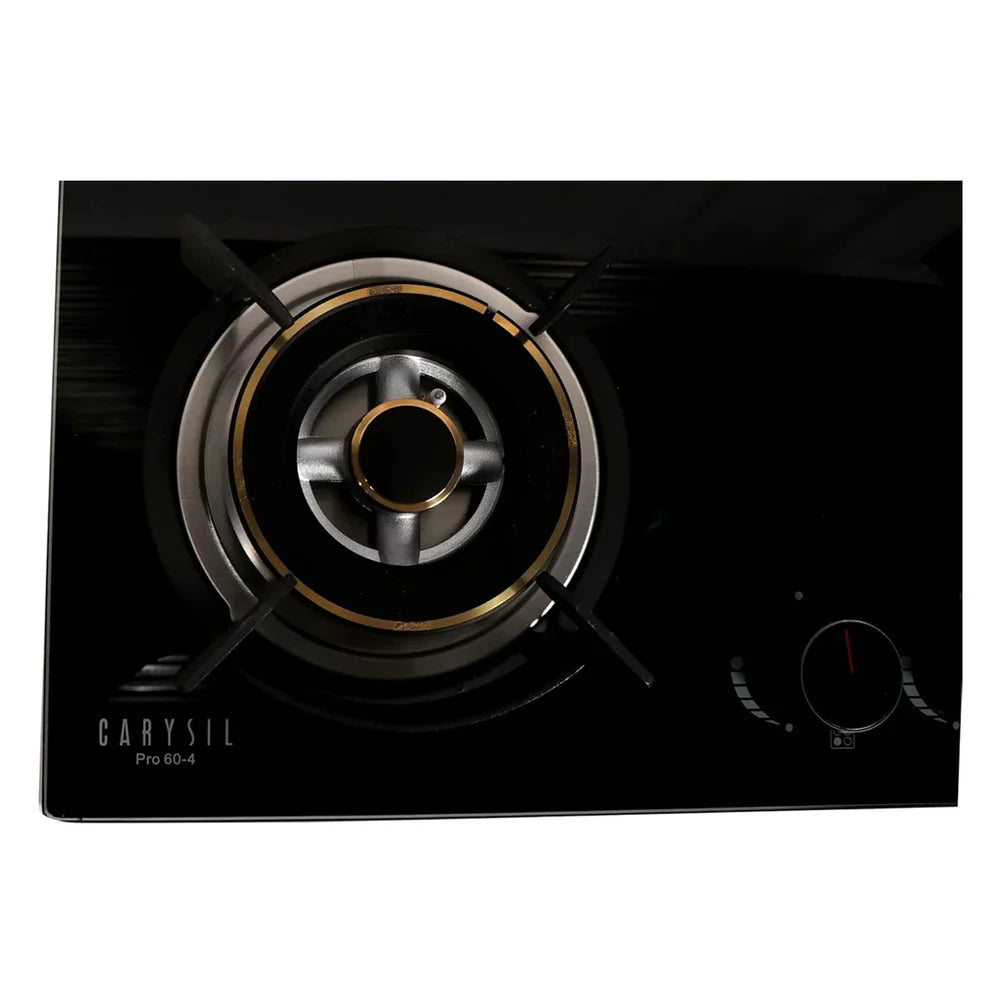 Carysil Pro 60cm Built-In Glass Hob – 4 Brass Burners, Triple Ring Burner, Cast Iron Pan Support, Battery Ignition, 8mm Tempered Glass, Stainless Steel Drip Tray-4