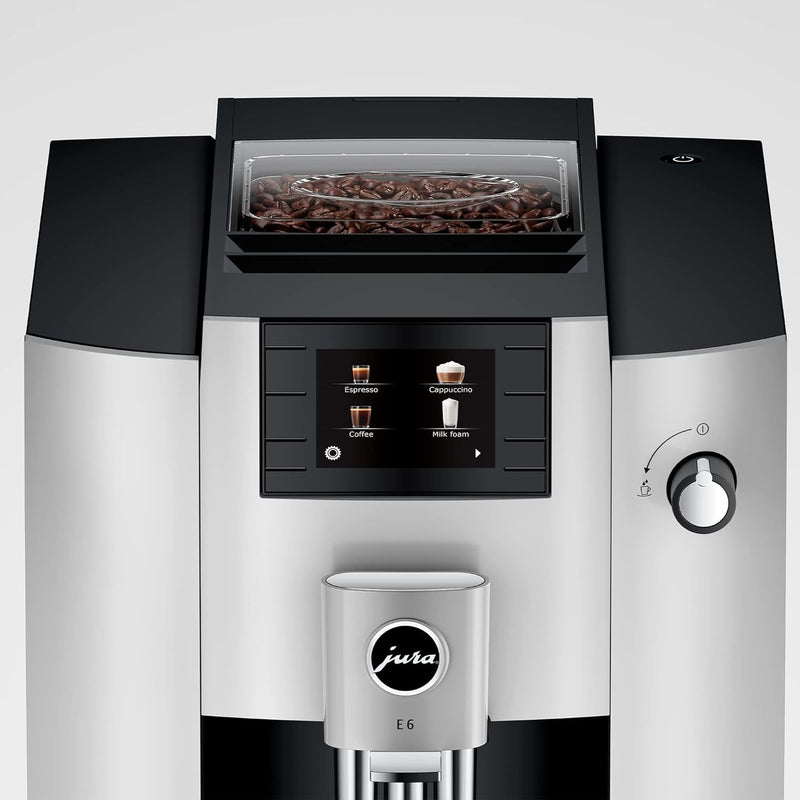 JURA E6 Platinum Automatic Coffee Machine (Cappuccino, Aroma Grinder, One-Touch Brewing, 2.8” Colour Display, Smart App Control)-3