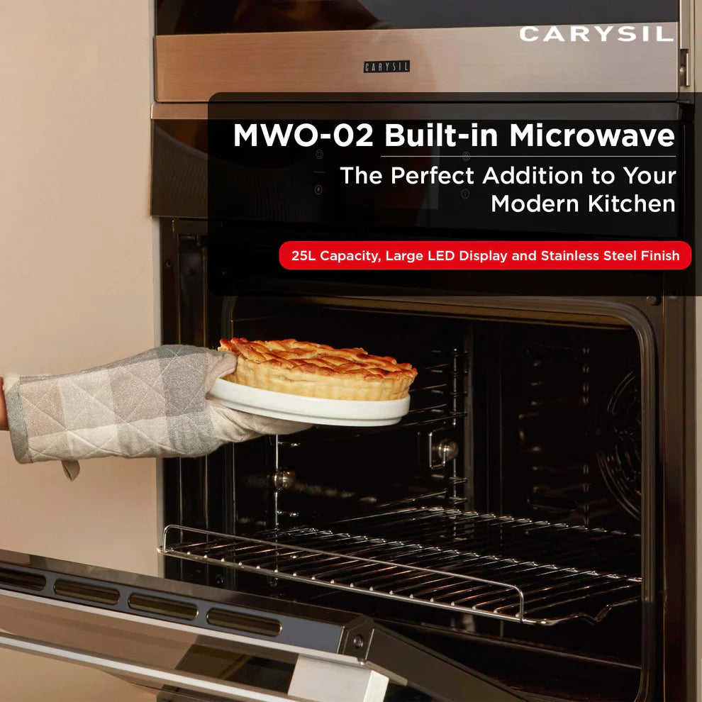 Carysil Built-In Microwave MWO-02 – 25L Capacity, Soft Button Control, Microwave + Grill + Convection, 10 Auto Cook Menu, Multi-Stage Cooking, Stainless Steel Black Finish-7