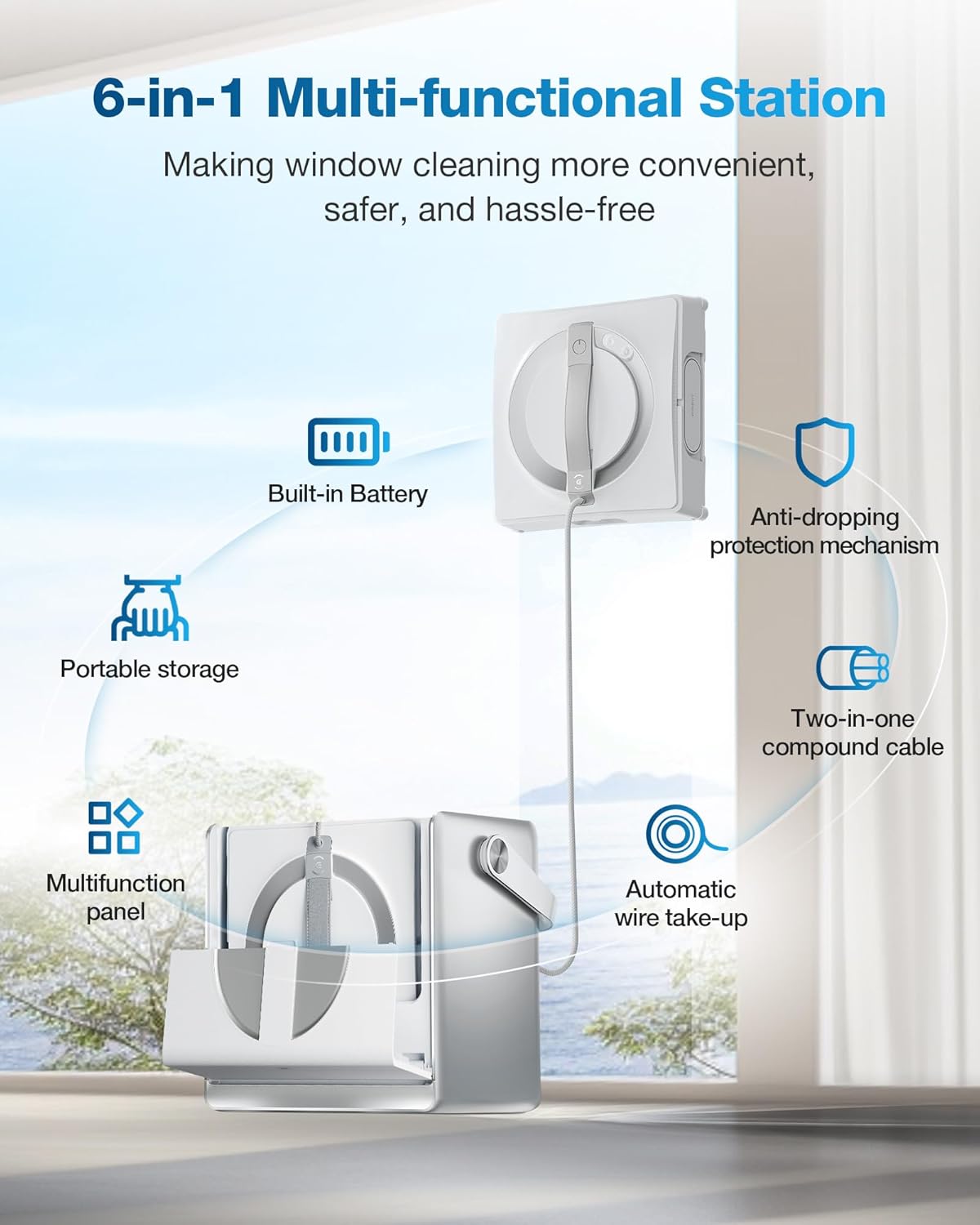 ECOVACS WINBOT W2 Pro Omni Robotic Window Cleaner with Portable OMNI Station (5500Pa Suction, 110 Min Runtime, WIN-SLAM 4.0, Wide-Angle Spray, 12-Stage Safety System)-3