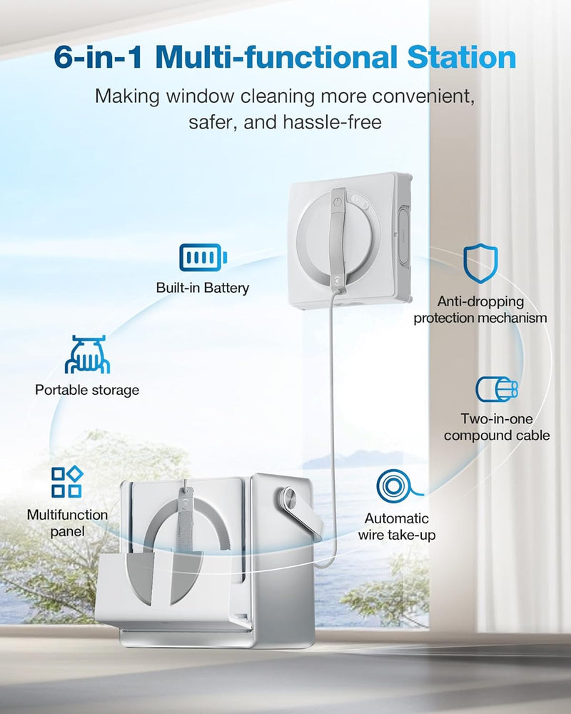 ECOVACS WINBOT W2 Pro Omni Robotic Window Cleaner with Portable OMNI Station (5500Pa Suction, 110 Min Runtime, WIN-SLAM 4.0, Wide-Angle Spray, 12-Stage Safety System)-3