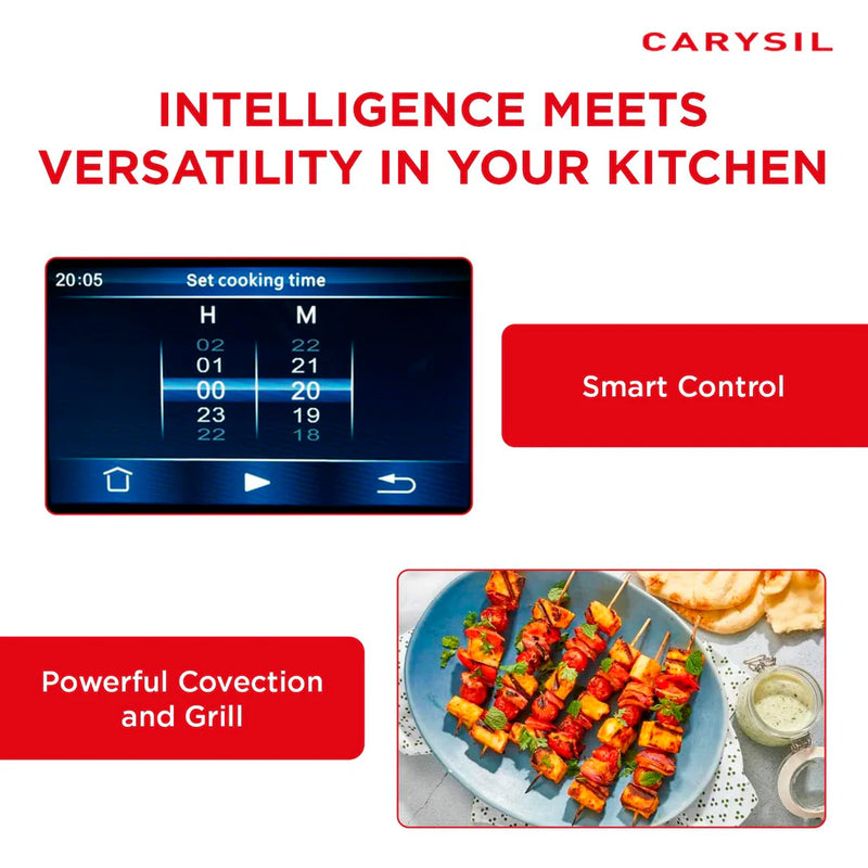 Carysil Built-In Microwave MWO-01 – 25L Capacity, Microwave + Grill + Convection, Touch Control LED Display, 10 Auto Cook Menu, Multi-Stage Cooking, Stainless Steel Black Finish-3