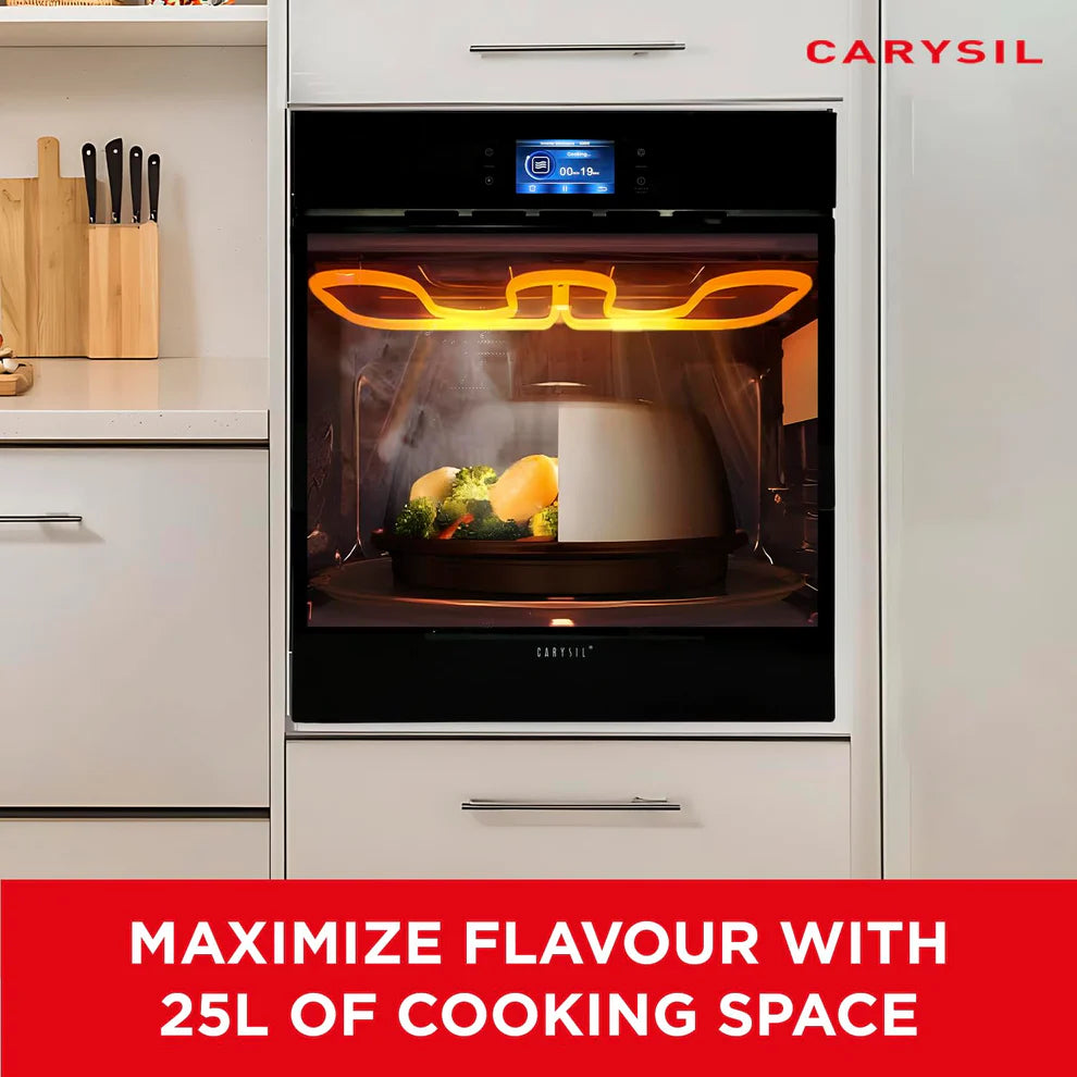 Carysil Built-In Microwave MWO-02 – 25L Capacity, Soft Button Control, Microwave + Grill + Convection, 10 Auto Cook Menu, Multi-Stage Cooking, Stainless Steel Black Finish-4