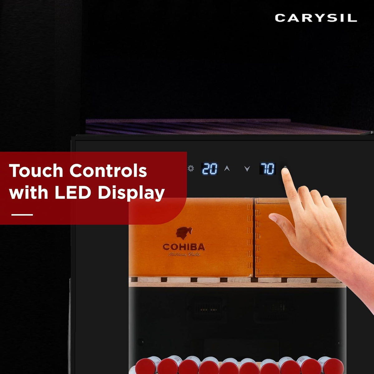 Carysil Cigar Humidor 212 Capacity | Premium Cigar Cooler with Temperature & Humidity Control | LED Display | Freestanding Luxury Humidor Cabinet-5