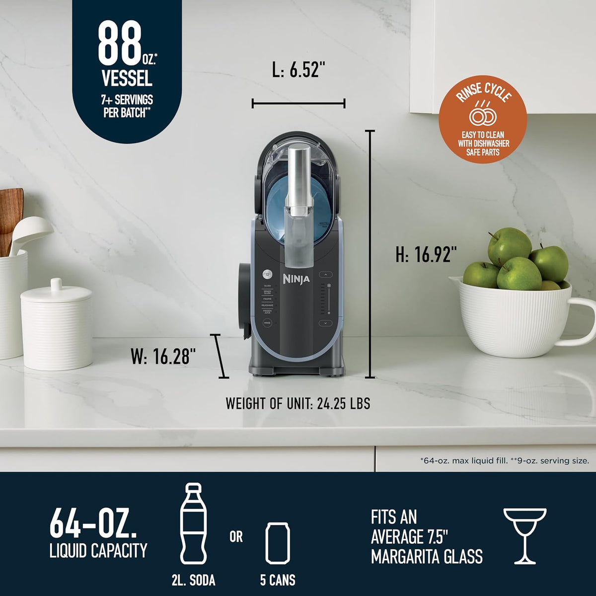 Ninja SLUSHi™ FS301EU Professional Frozen Drink Maker – 2.6L Slushie Machine with RapidChill Technology & 6 Presets (Arctic Blue & Grey)-2