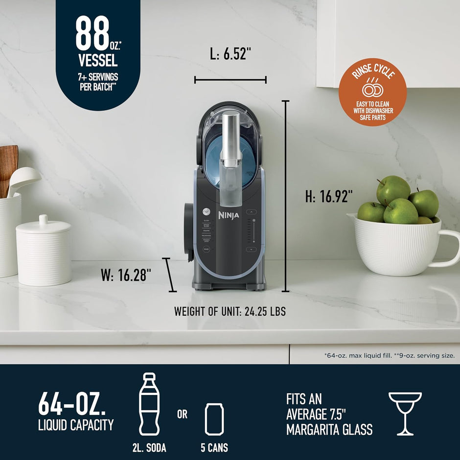 Ninja SLUSHi™ FS301EU Professional Frozen Drink Maker – 2.6L Slushie Machine with RapidChill Technology & 6 Presets (Arctic Blue & Grey)