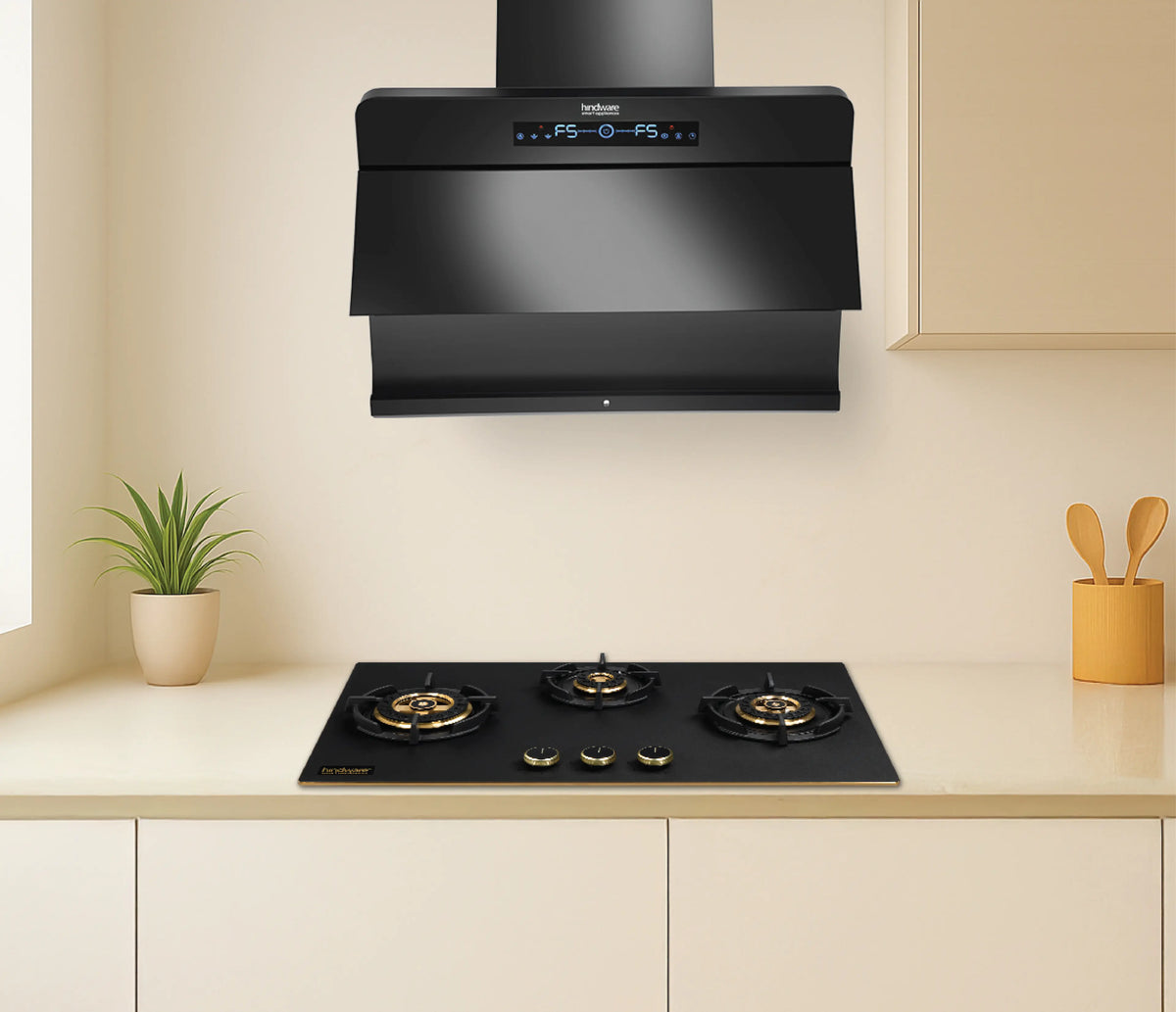 Hindware Florence Autoclean BLDC Chimney | 90/75/60 cm | Motion Sensor & Touch Control, Filterless, 1550 m³/h Suction, MaxX Silence Technology, Black-2