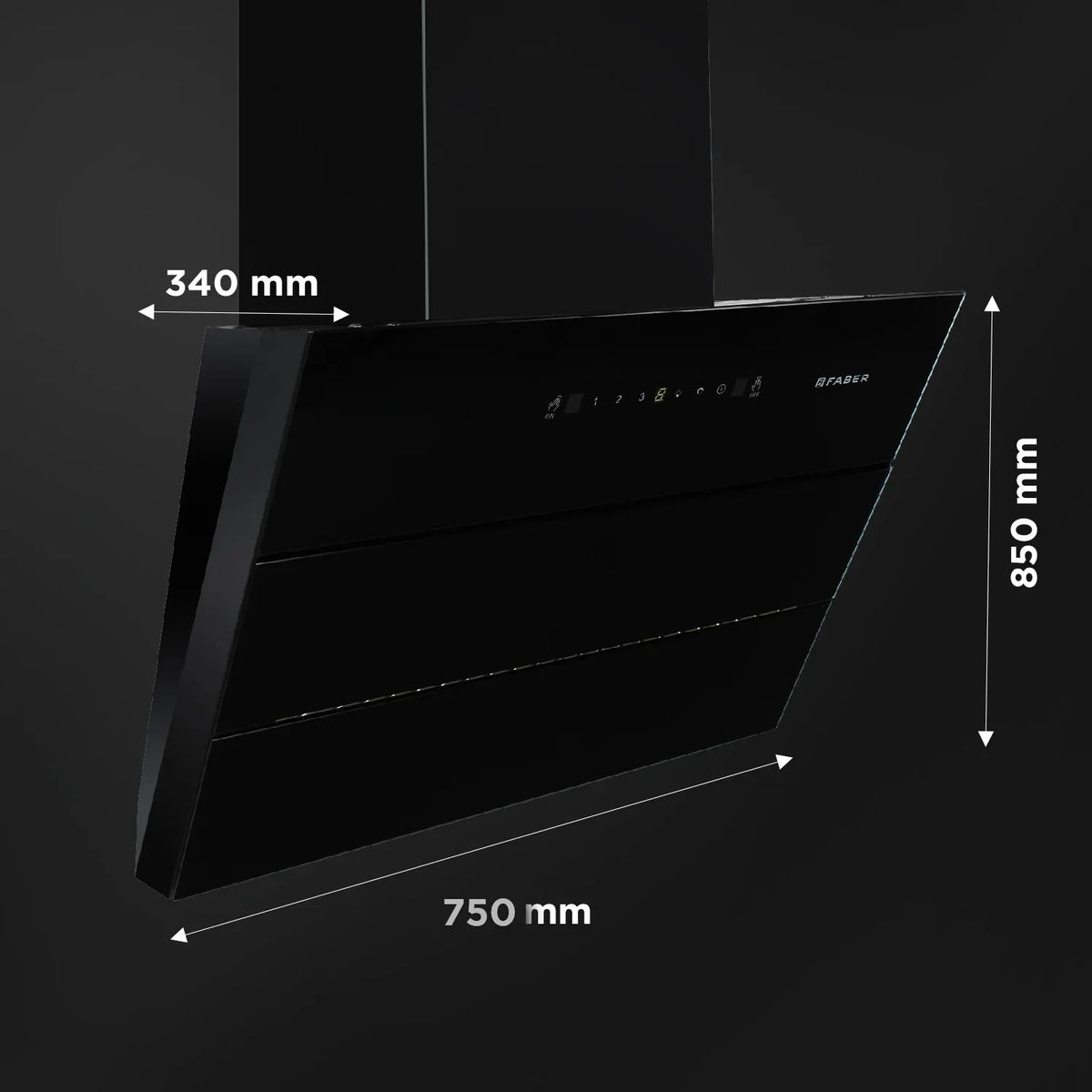 Faber Zenith FL SC AC BK 75 cm Wall-Mounted Chimney – 1350 m³/hr Suction, Filterless Auto-Clean & Gesture/Touch Control-3