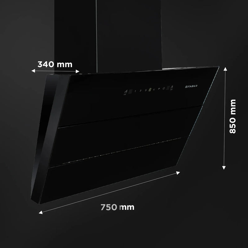 Faber Zenith FL SC AC BK 75 cm Wall-Mounted Chimney – 1350 m³/hr Suction, Filterless Auto-Clean & Gesture/Touch Control-3