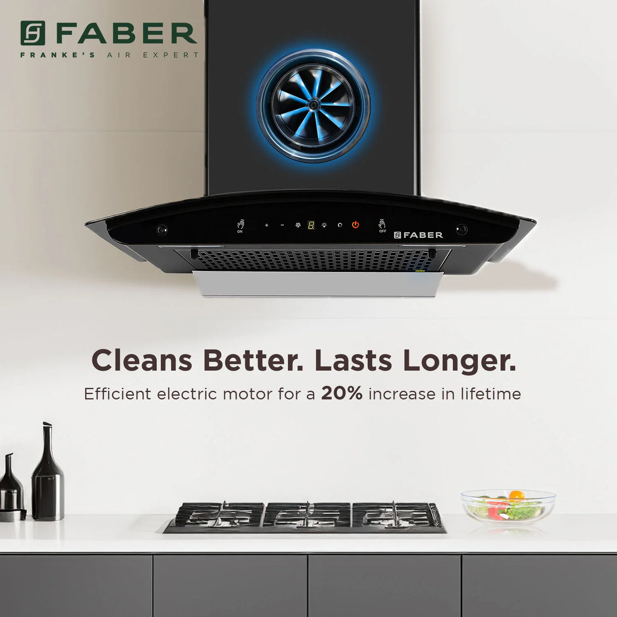 Faber Mystic BLDC FL HC BK  Wall-Mounted Chimney – 1500 m³/hr Suction, Heat Auto-Clean, Touch & Gesture Control-16