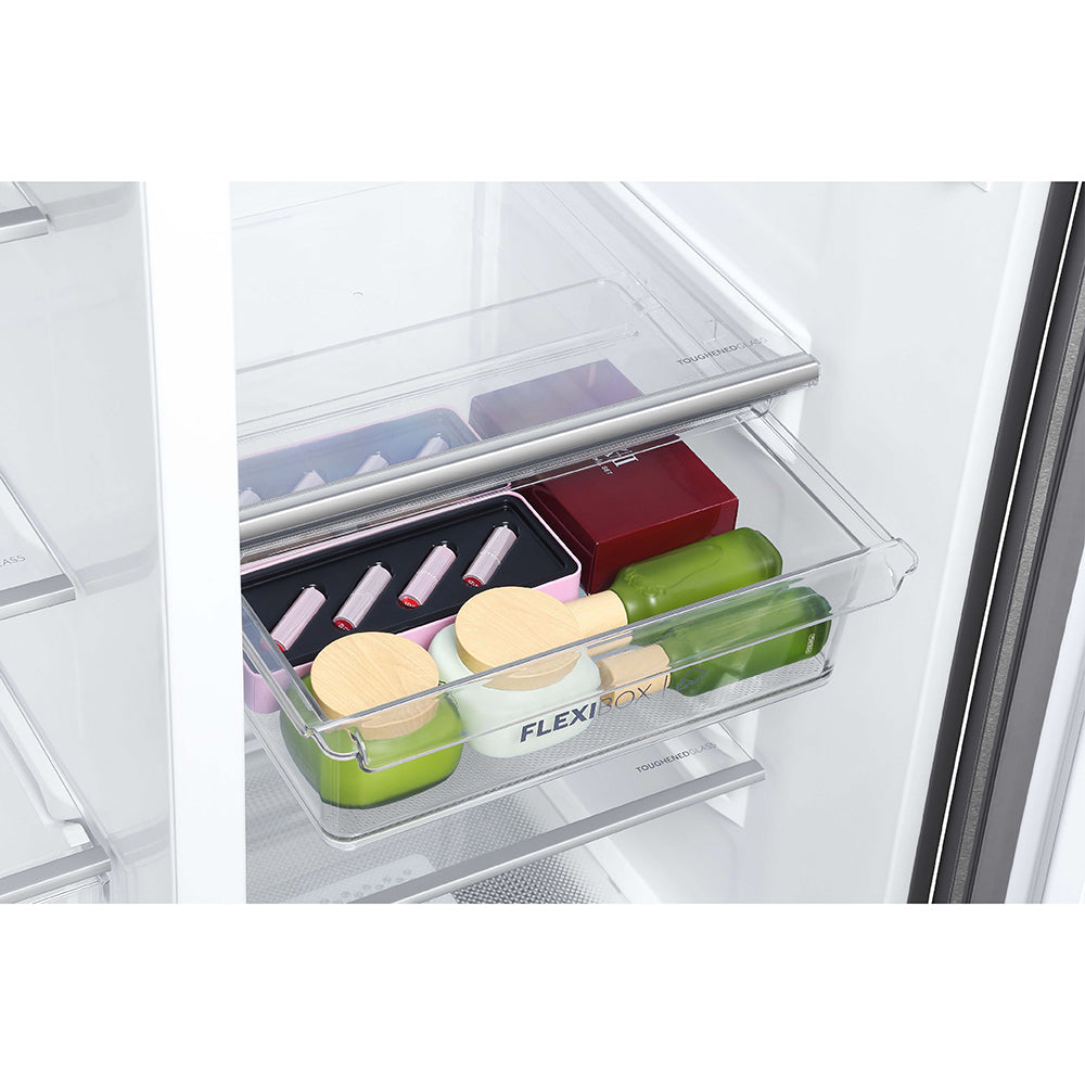Haier 598L 3 Star Black Glass 3 Door Smart Convertible Side-by-Side Refrigerator | HRT-683KGU1-8