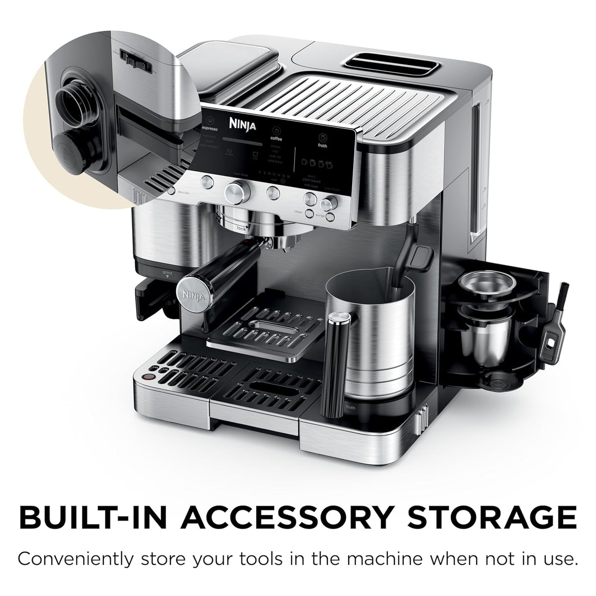 Ninja Luxe Café Premier Series ES601 Espresso Machine – 3-in-1 Coffee Maker with Grinder, Cold Brew, Barista Assist & Hands-Free Frother (Metallic Silver)-12