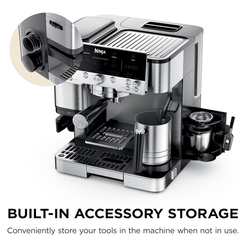 Ninja Luxe Café Premier Series ES601 Espresso Machine – 3-in-1 Coffee Maker with Grinder, Cold Brew, Barista Assist & Hands-Free Frother (Metallic Silver)-12